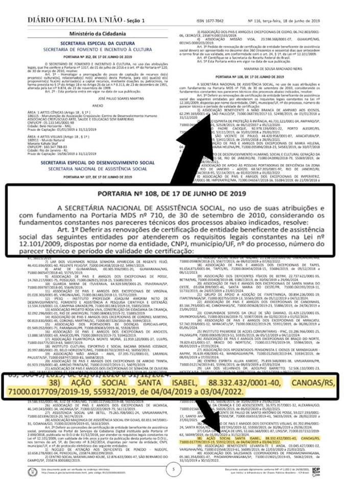 Publicação do certificado CEBAS no Diário Oficial